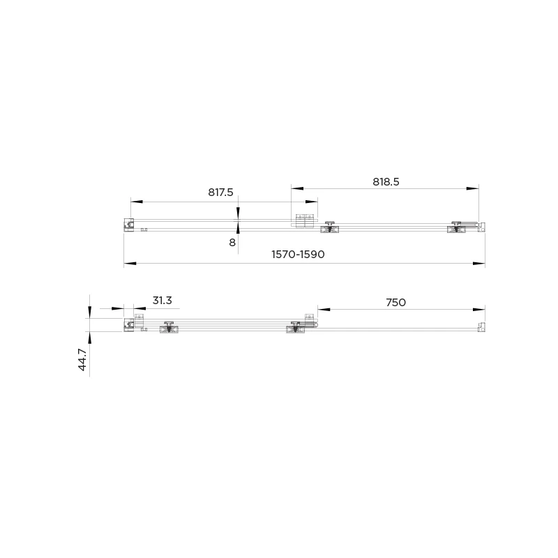 Aquadart Rolla 8 Sliding Wetroom Door 1600mm - Image 2