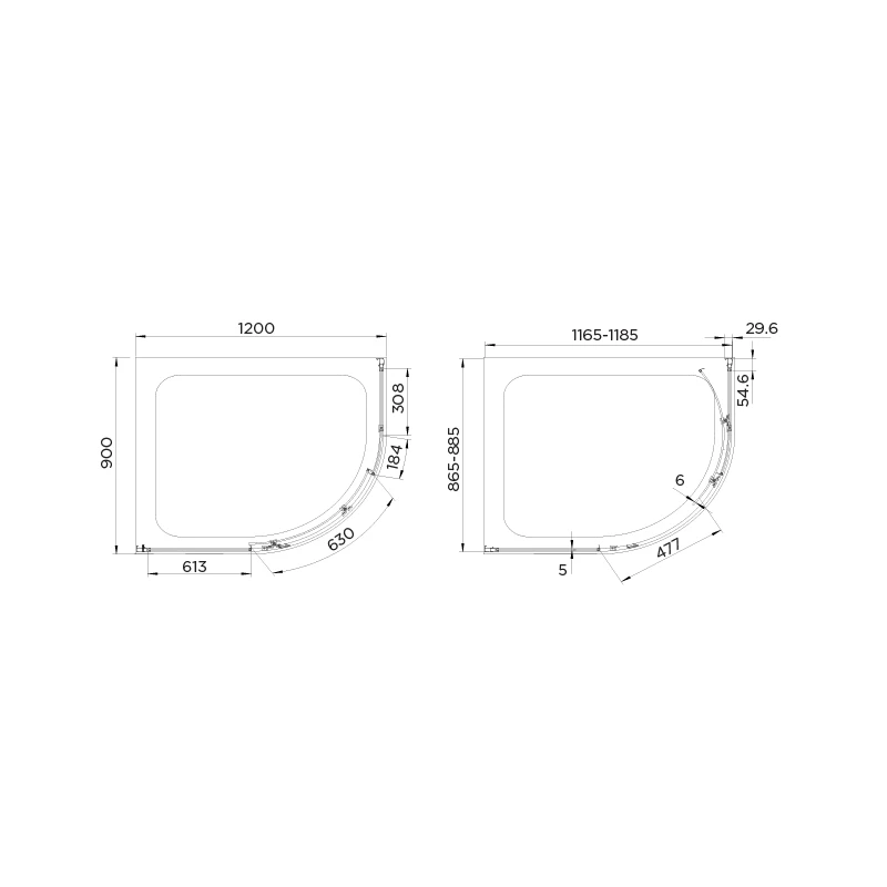 Aquadart Venturi 6 Single Door Quadrant Enclosure 1200x900mm - Image 2