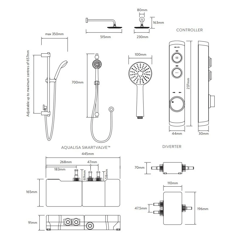 Aqualisa ISystem Smart Concealed With Adjustable & Wall Heads (Gravity Pumped) - Image 2