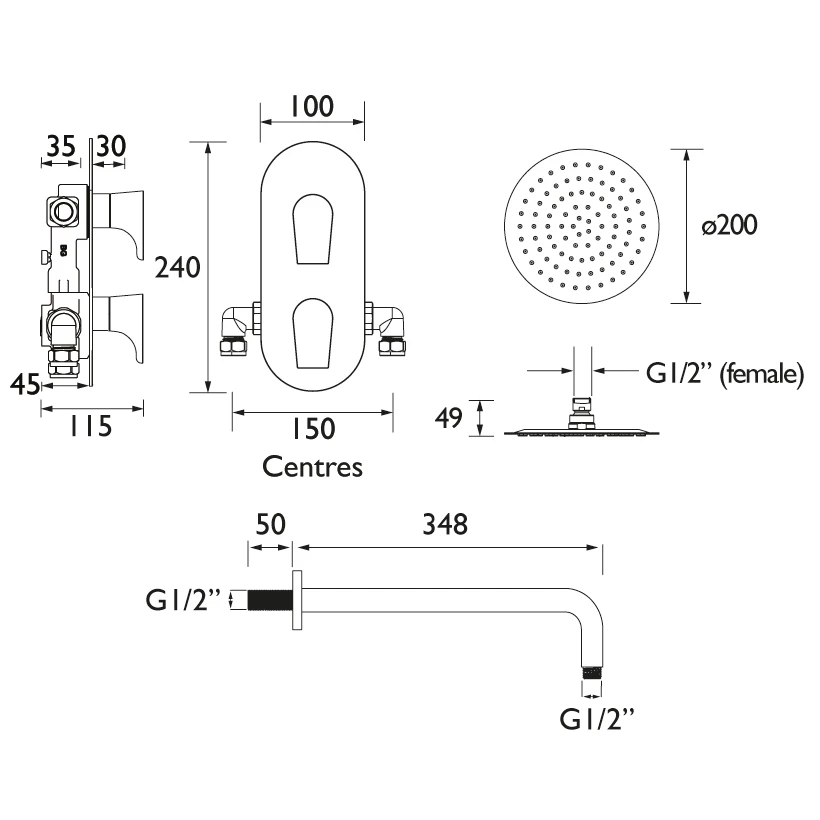 Bristan Hourglass Shower Pack With Fixed Head - Image 2