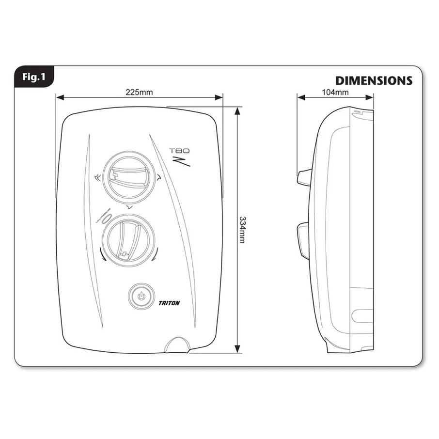 Triton T80ZFF Electric Shower 9.5kW White/Chrome - Image 2