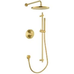 Flova Levo 2 Way Shower Valve With Handshower Round Brushed Brass