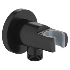 Flova Levo Wall Outlet Elbow With Handset Holder Matt Black
