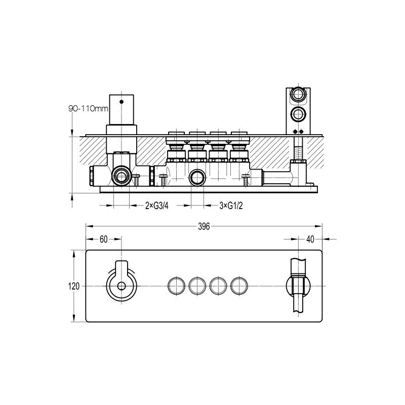 Flova Spring Thermostatic GoClick 4 Outlet Valve With Shower Set - Image 2