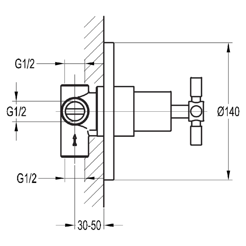 Flova XL Concealed Shut Off Valve With 3-Way Diverter - Image 2