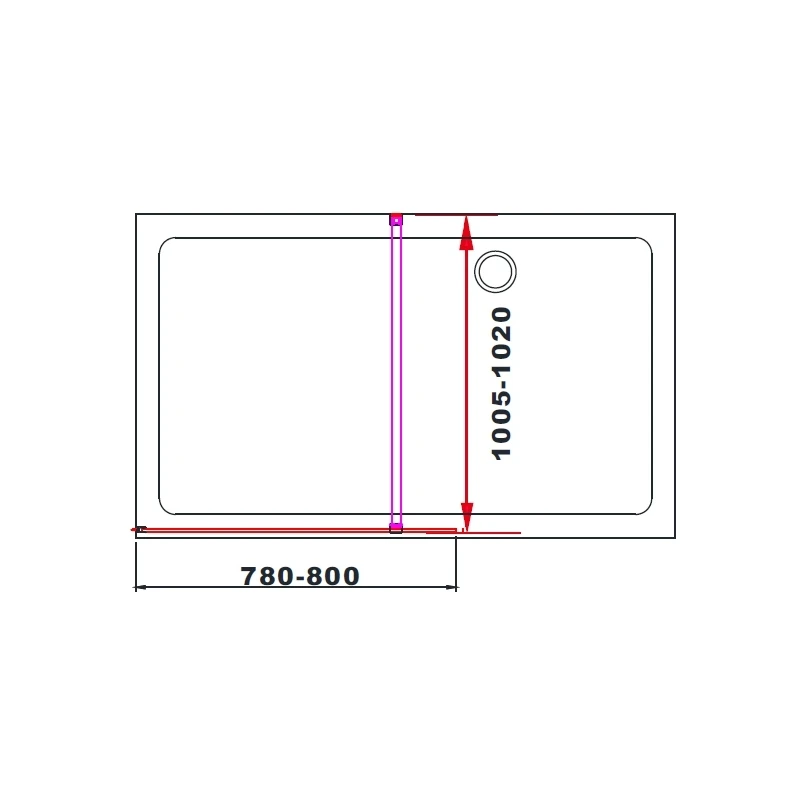 Frontline Aquaglass Black 800mm Walk-In Front Panel 10mm Clear Glass - Image 2