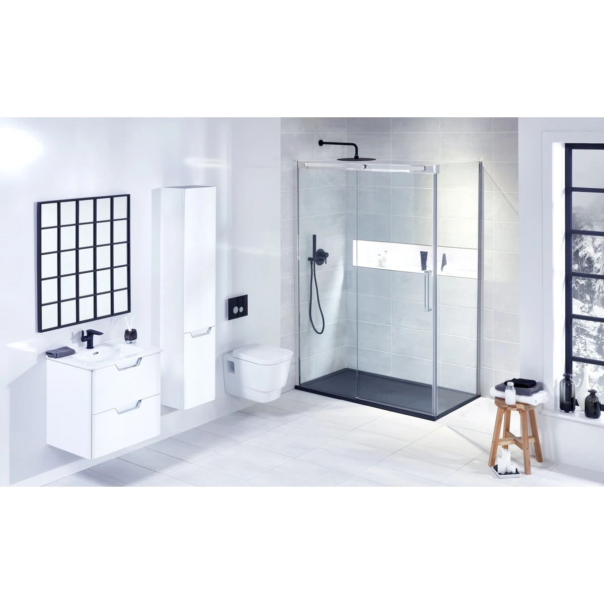 Frontline Aquaglass Linear 1400mm Slider Shower Door