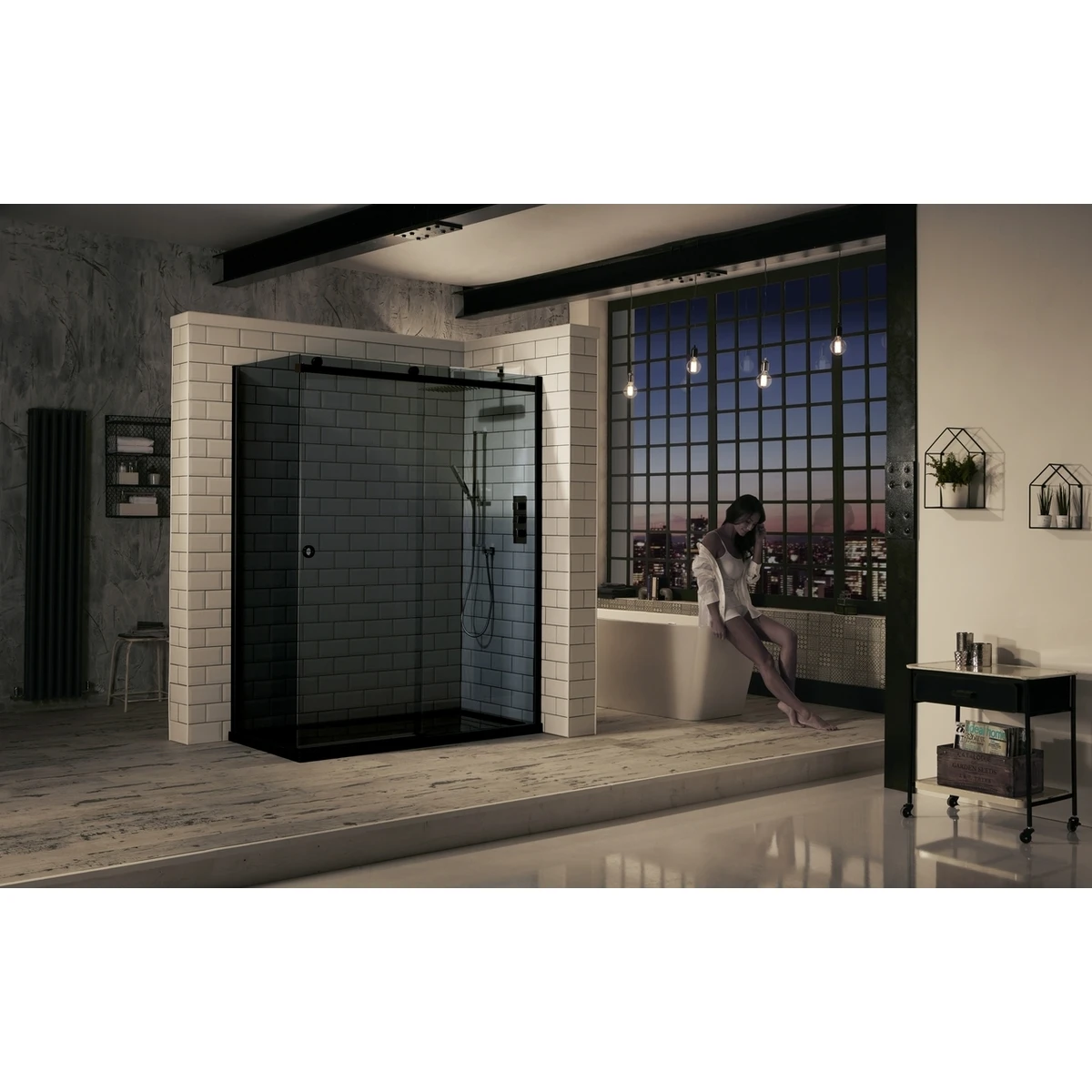 Frontline Aquaglass Sphere 1400mm Sliding Door Smoked Glass