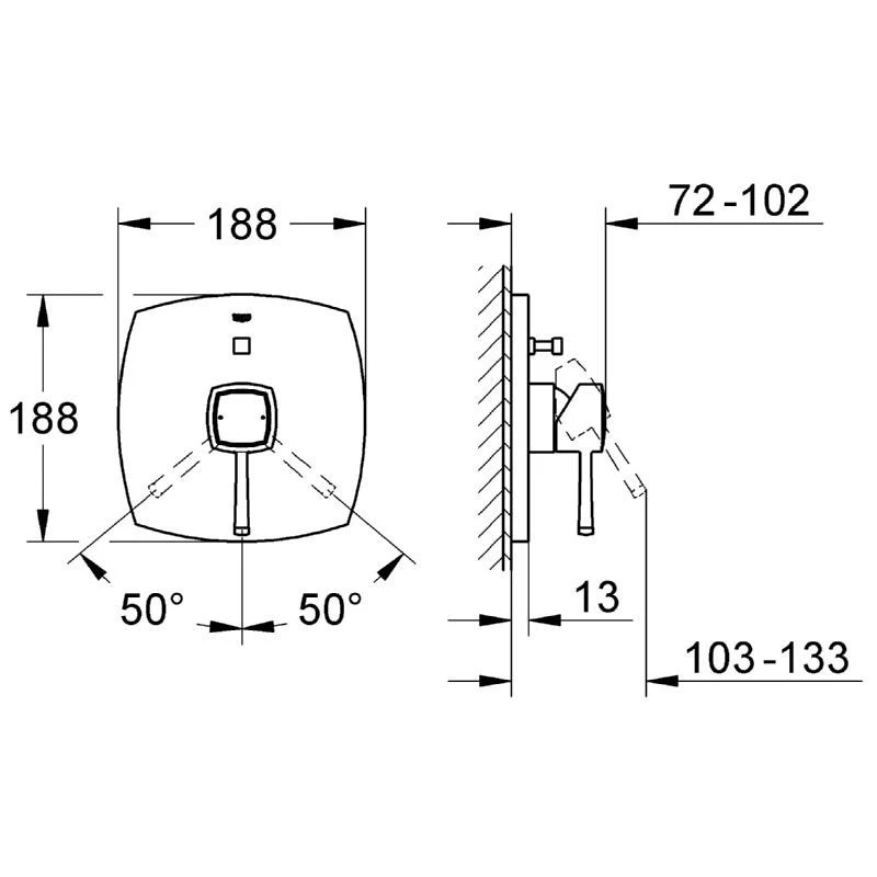 Grohe Grandera Bath/Shower Mixer Trim 19920 Chrome - Image 2