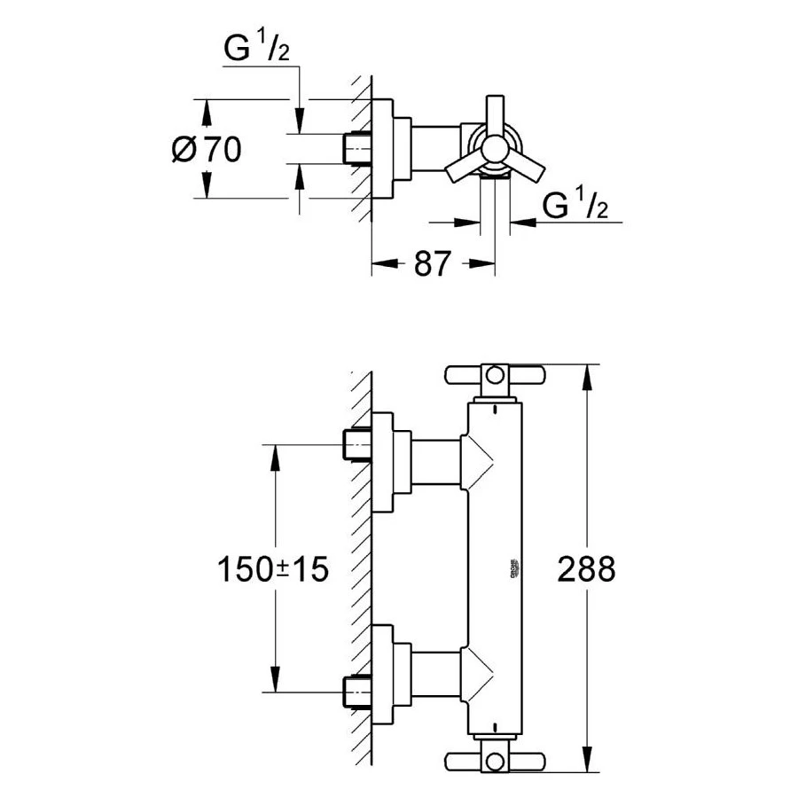Grohe Atrio Ypsilon Wall Mounted Shower Mixer 1/2″ 26003 - Image 2