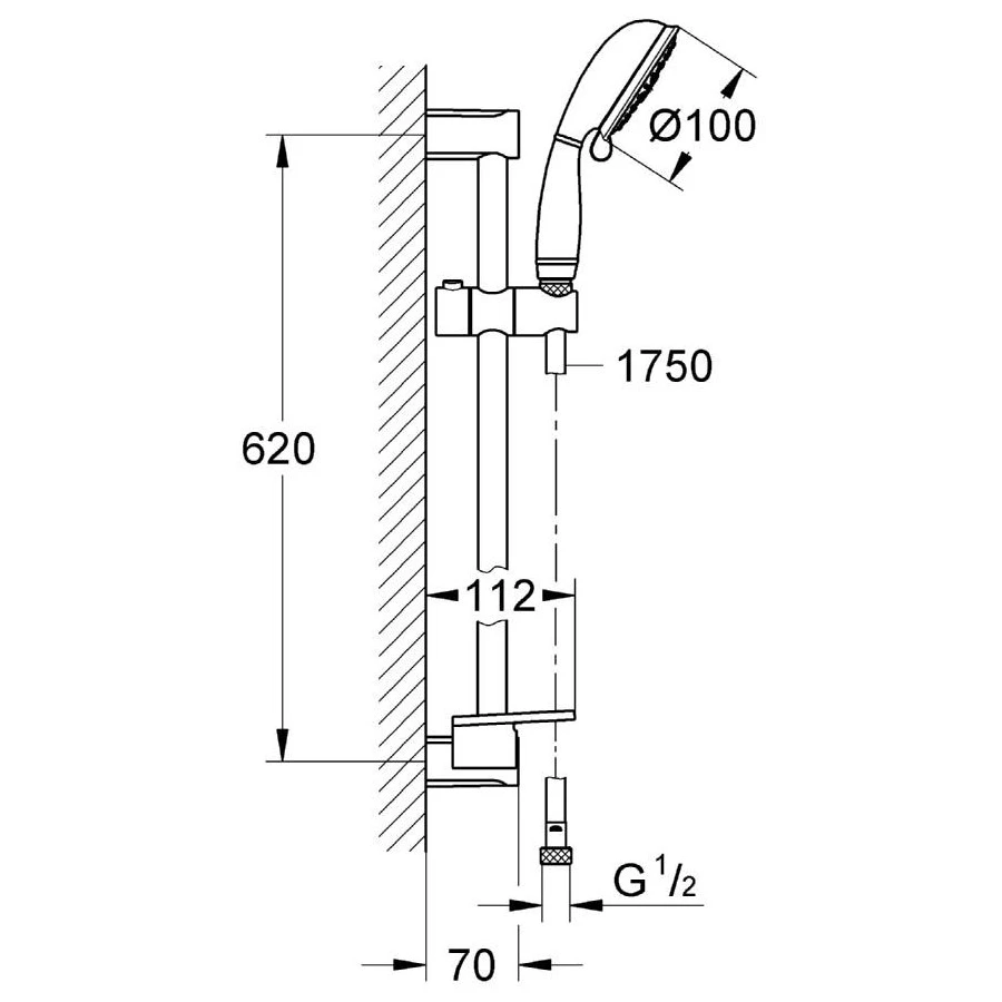 Grohe Tempesta Rustic 100 600mm Shower Rail Set 4 Sprays 26086 - Image 2