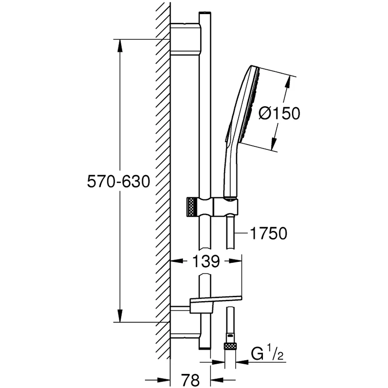 Grohe Smartactive 150 Shower Rail Set 26592 Moon White - Image 2