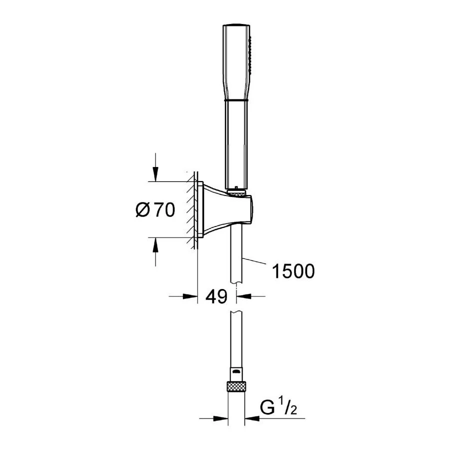Grohe Grandera Stick Wall Holder Set 1 Spray 27993 Chrome - Image 2