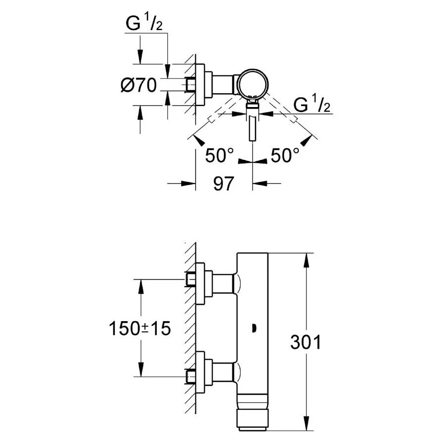 Grohe Atrio Single-Lever Wall Mounted Shower Mixer 1/2″ 32650 - Image 2