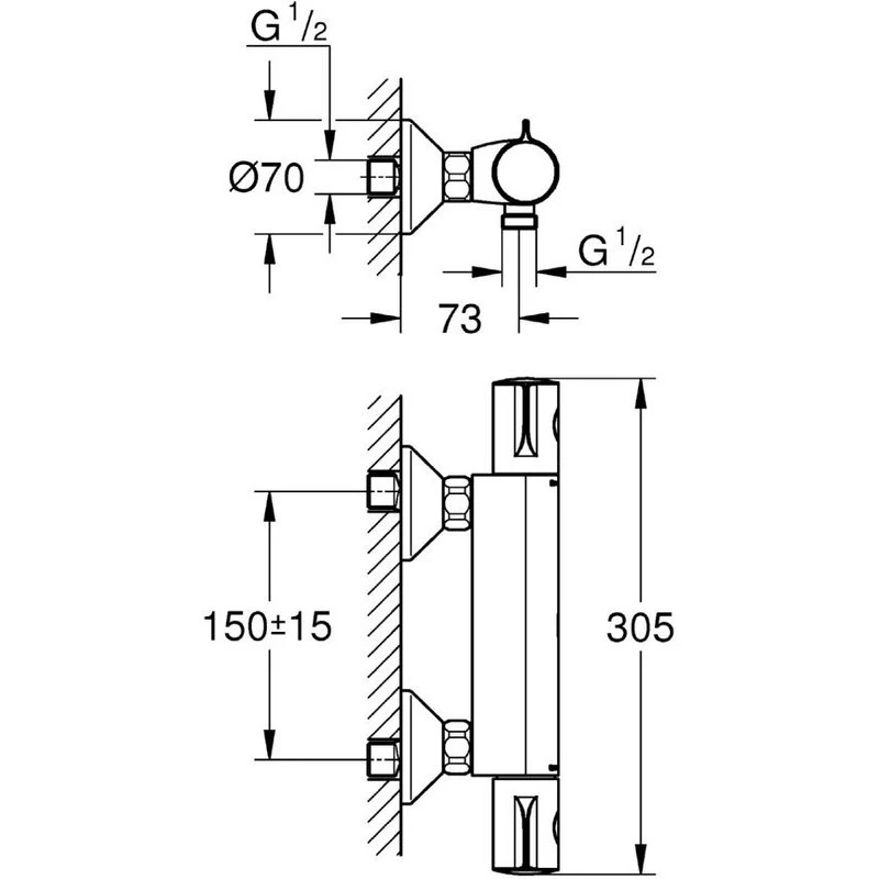 Grohe Grohtherm 800 Thermostatic Shower Mixer 1/2″ 34562 Chrome - Image 2