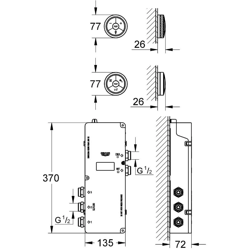 Grohe Veris F-Digital Controller & Digital Diverter Bath 36289 - Image 2