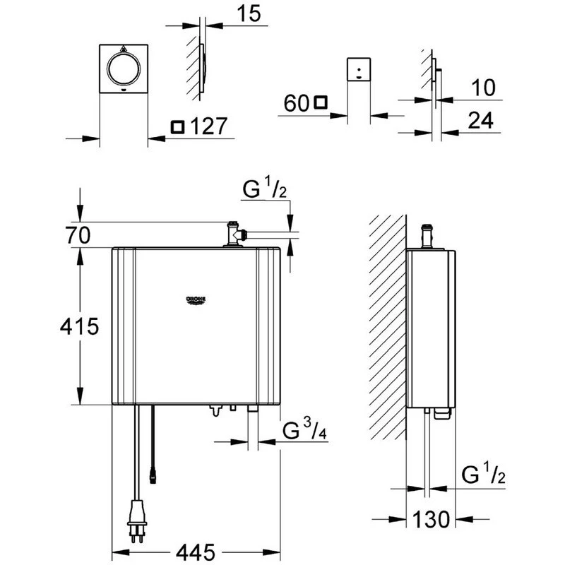 Grohe F-Digital Deluxe Steam Generator 2.2 KW 36362 Chrome - Image 2