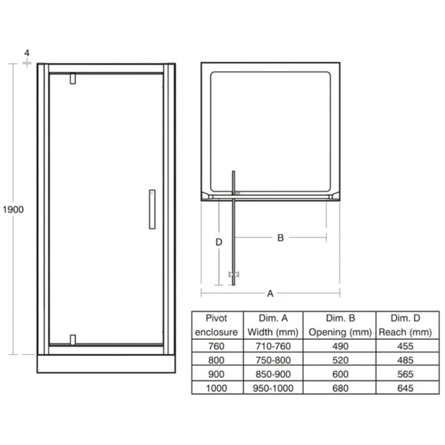 Ideal Standard Synergy 900mm Pivot Door L6203 Bright Silver - Image 2