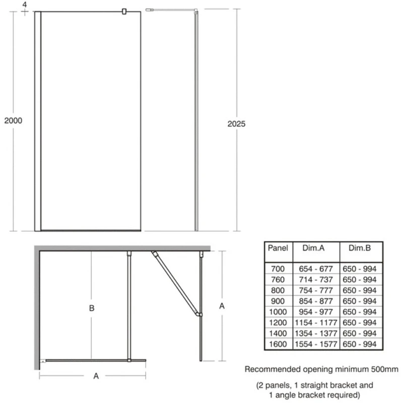 Ideal Standard Synergy 1000mm Wet Room Panel L6224 Bright Silver - Image 2