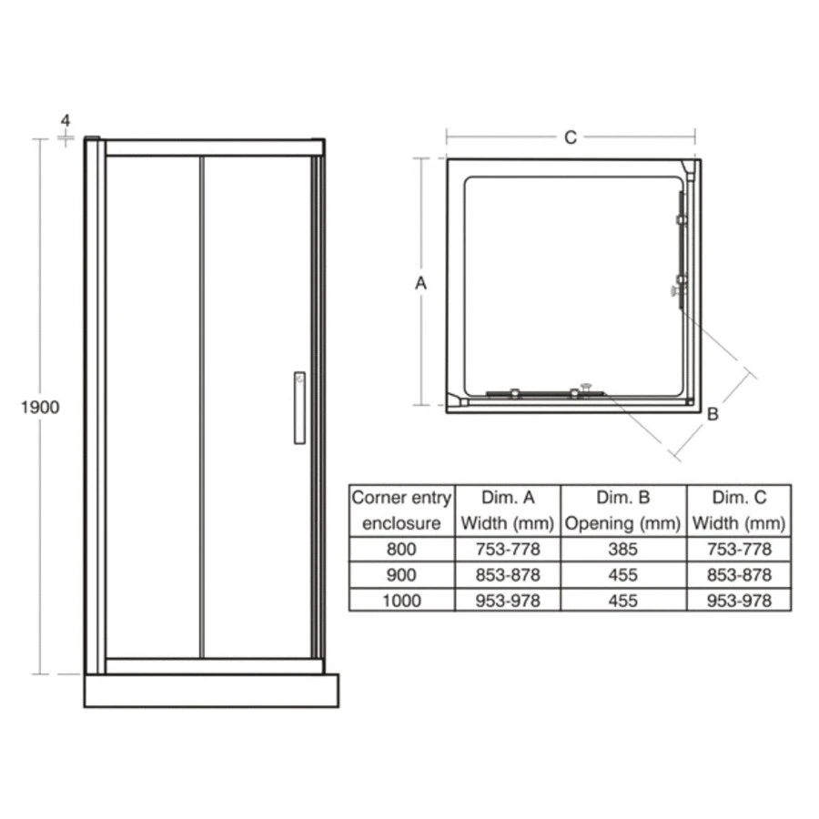 Ideal Standard Synergy 1000mm Corner Entry Enclosure L6282 - Image 2