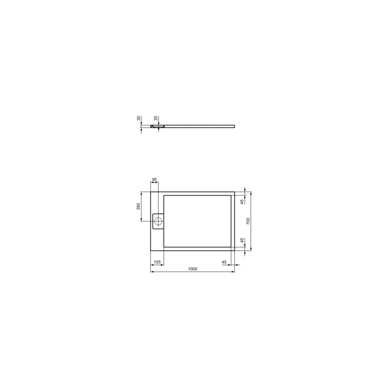Ideal Standard I.life Ultra Flat S 1000x700mm Shower Tray T5240 Black - Image 3