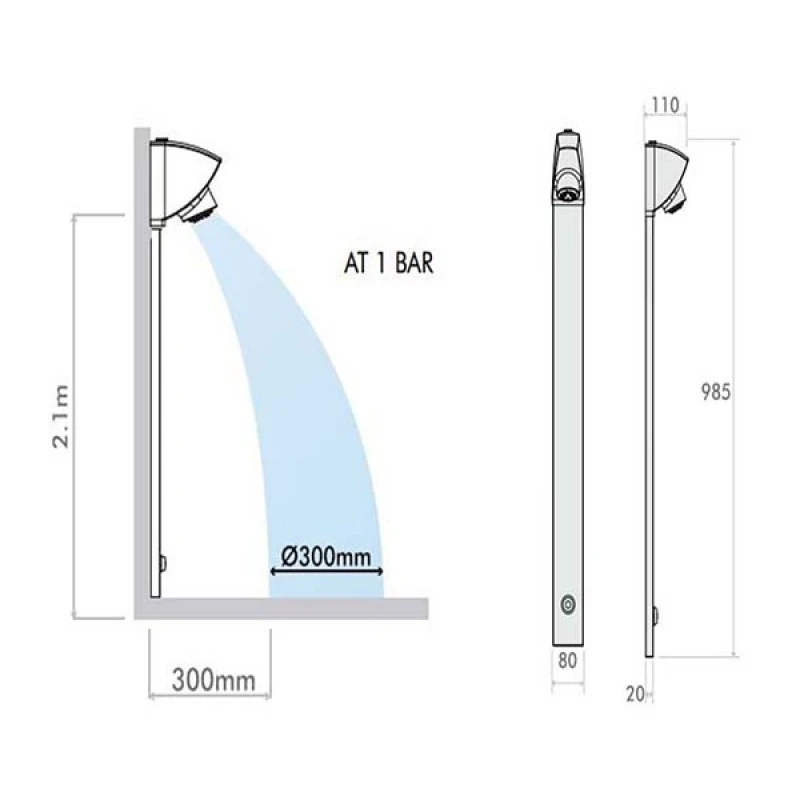 Inta I-Sport Shower Panel With Push Button Timed Control & Top Inlet Head - Image 2