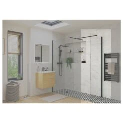 Refresh Wesley Black Profile Wetroom Side Panel 800mm
