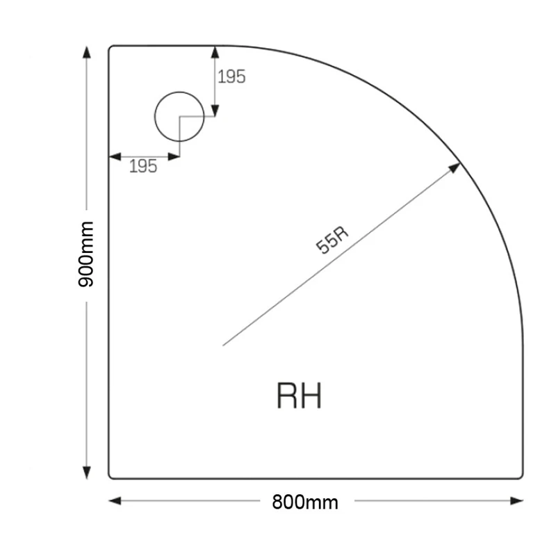 Just Trays Ultracast 900x800mm RH Offset Quadrant Shower Tray - Image 2