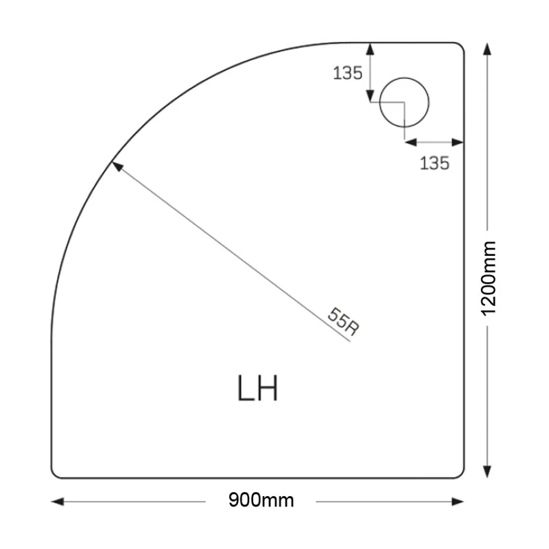Just Trays Fusion 1200x900mm Offset Quadrant LH Anti-Slip Tray - Image 2