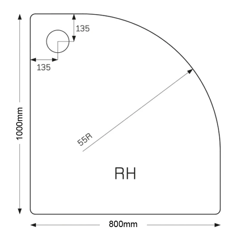 Just Trays Fusion 1000x800mm Offset Quadrant RH Tray - Image 2