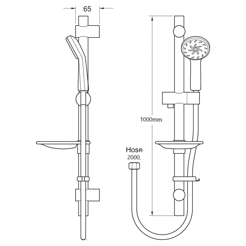 Methven Kiri Satinjet Shower Kit With 1m Rail - Image 2