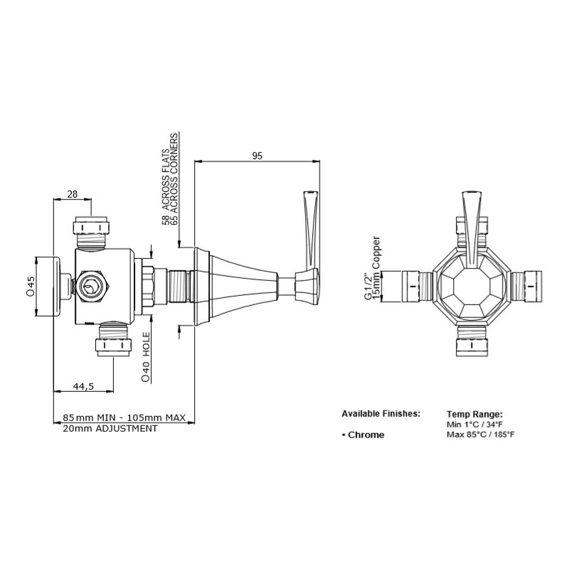 Perrin & Rowe Deco Lever 4 Way Concealed Diverter Nickel - Image 2