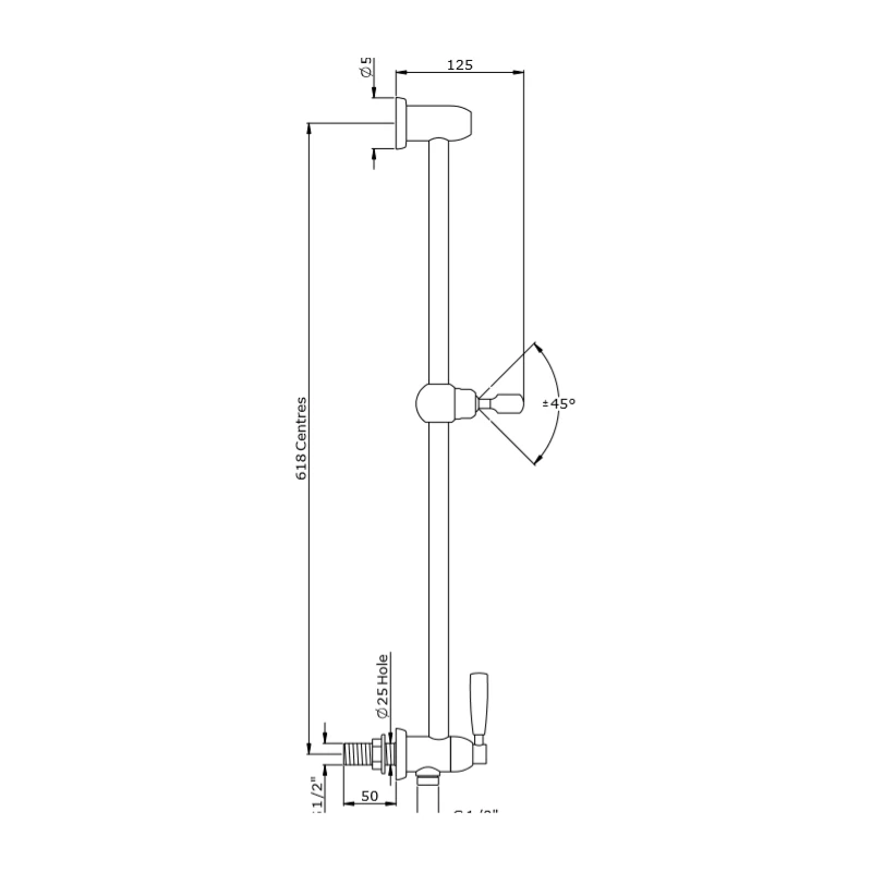 Perrin & Rowe Sliding Rail With Lever Shut-Off Nickel - Image 2