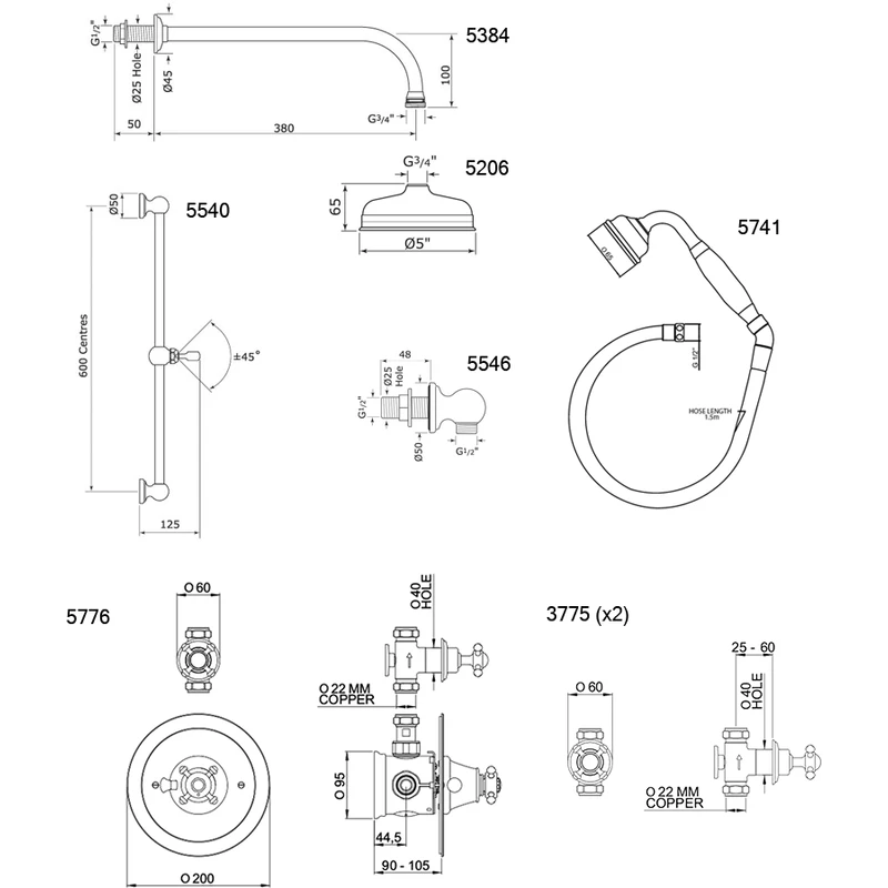 Perrin & Rowe Georgian Shower Set 1 - Image 2