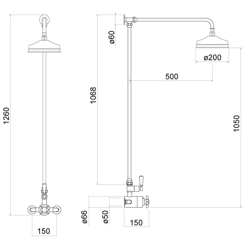 Trisen Aspire Traditional Exposed Thermostatic Shower Set - Image 2