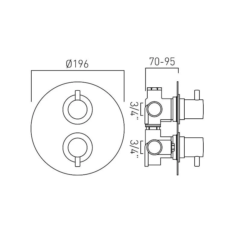 Vado Celsius 2 Outlet 2 Handle Thermostatic Valve - Image 2