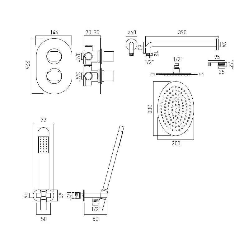 Vado Life 2 Outlet Thermostatic Shower Set - Image 3