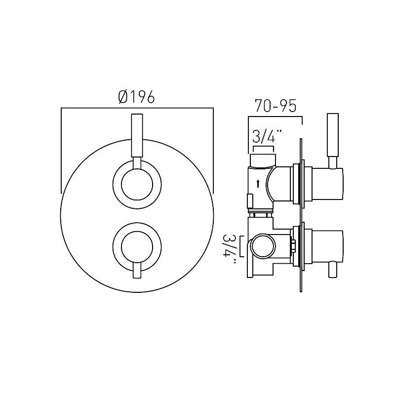 Vado Origins 1 Outlet 2 Handle Thermostatic Valve - Image 2