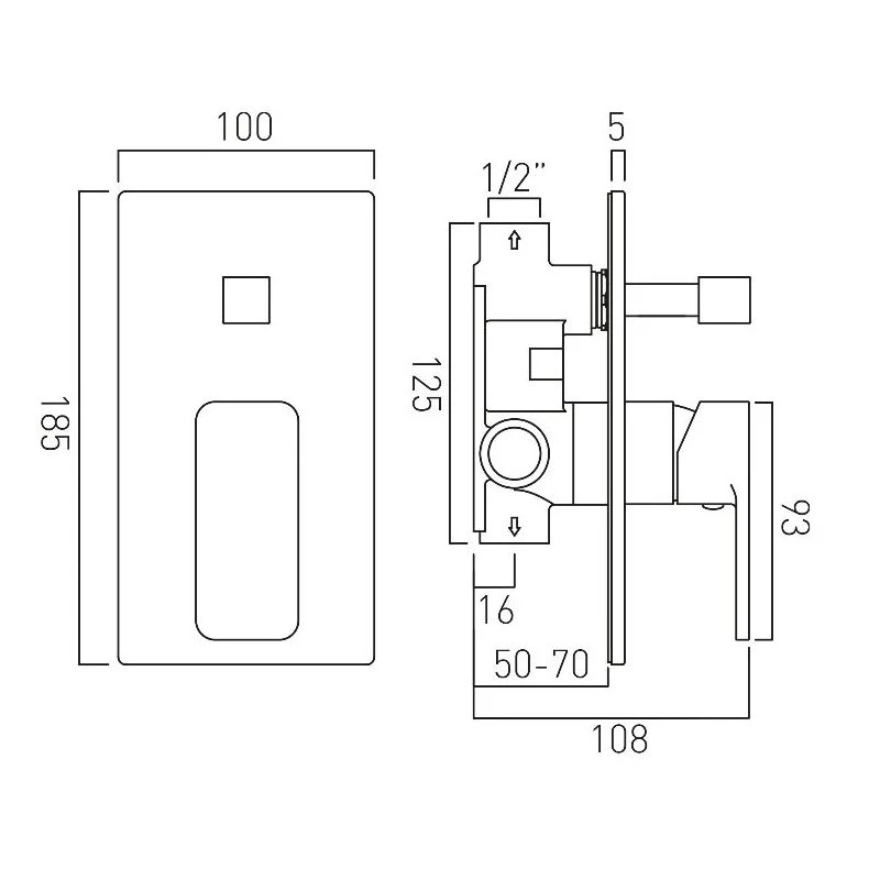 Vado Phase Manual Shower Valve With Diverter - Image 2